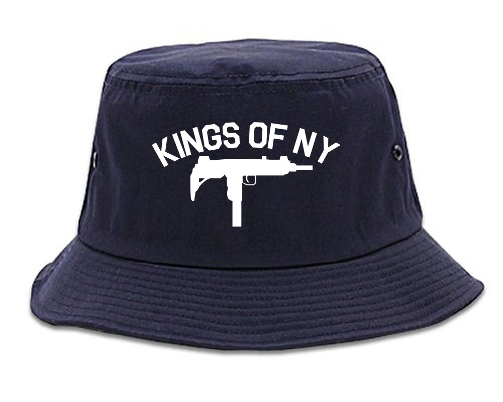 Kings Of NY UZI GUN Logo Mens Bucket Hat Navy Blue