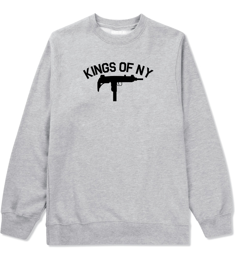 Kings Of NY UZI GUN Logo Mens Crewneck Sweatshirt Grey by Kings Of NY