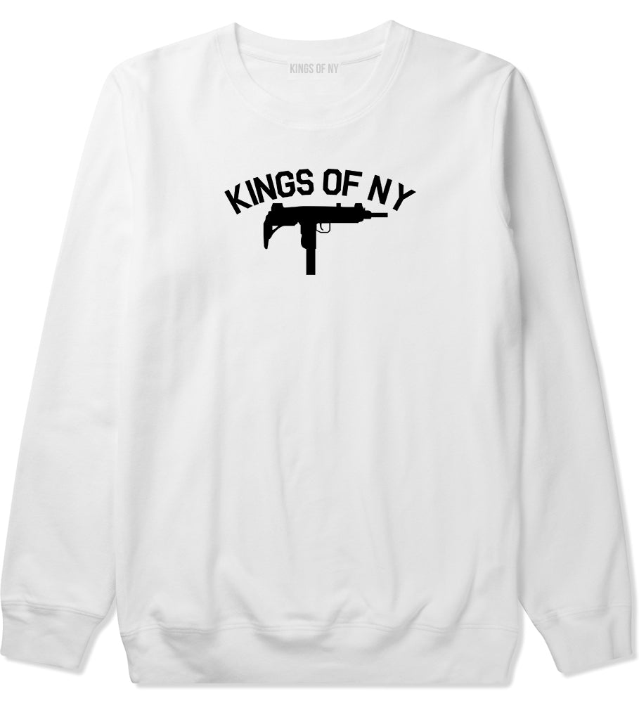 Kings Of NY UZI GUN Logo Mens Crewneck Sweatshirt White by Kings Of NY