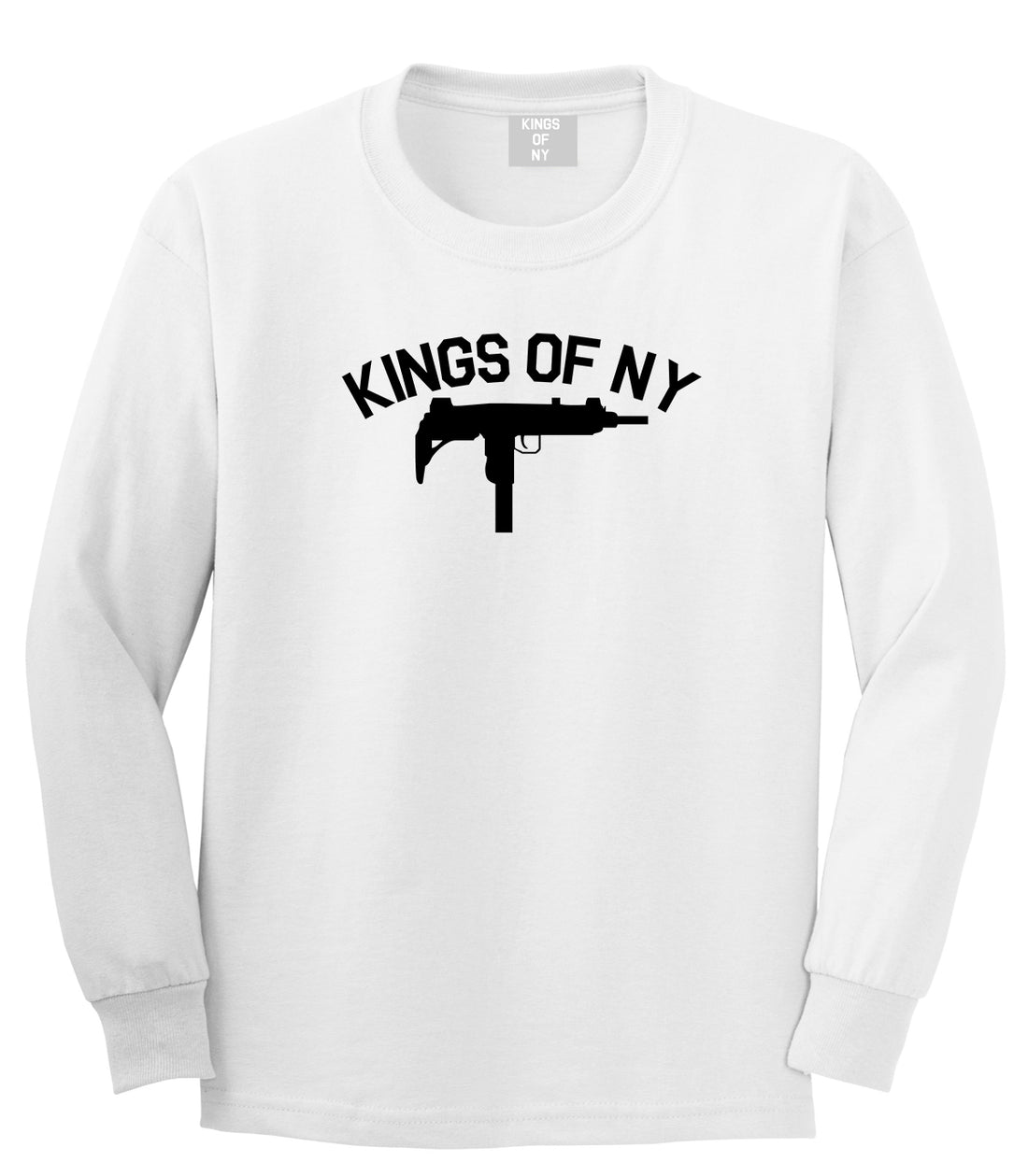 Kings Of NY UZI GUN Logo Mens Long Sleeve T-Shirt White by Kings Of NY
