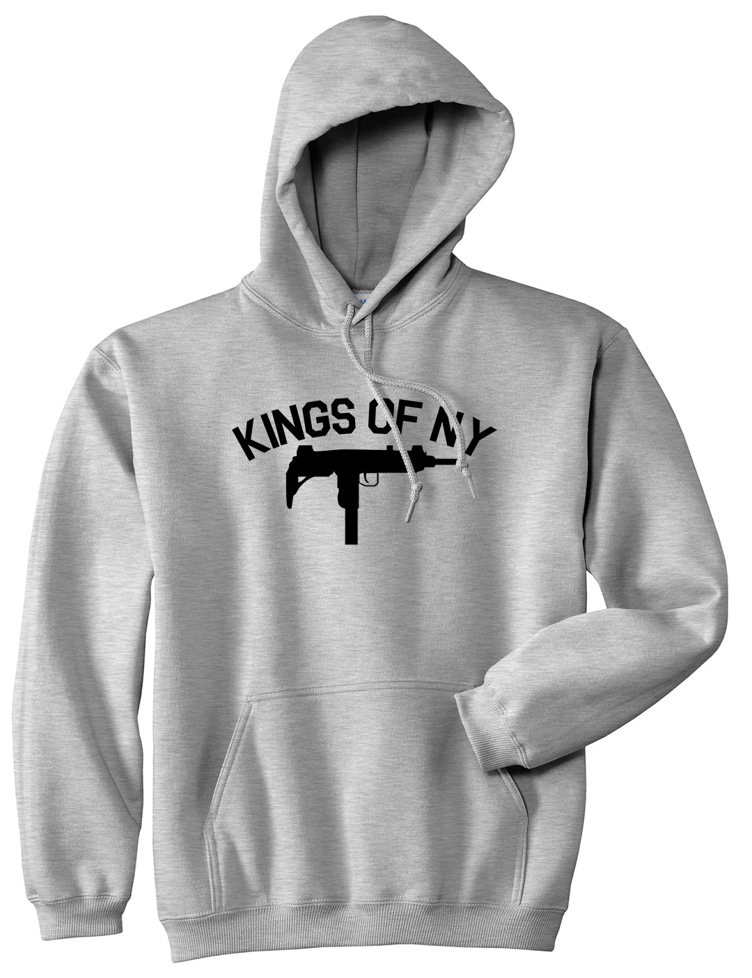 Kings Of NY UZI GUN Logo Mens Pullover Hoodie Grey by Kings Of NY