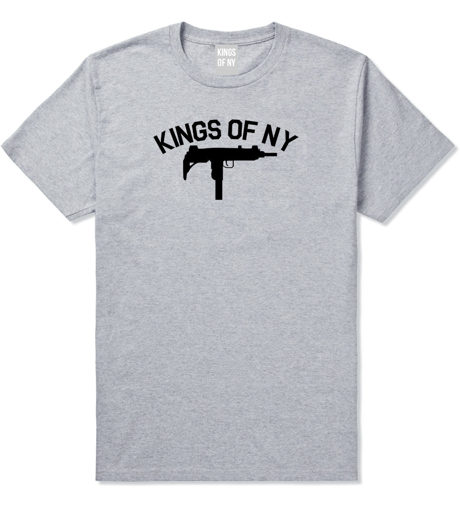 Kings Of NY UZI GUN Logo Mens T-Shirt Grey by Kings Of NY