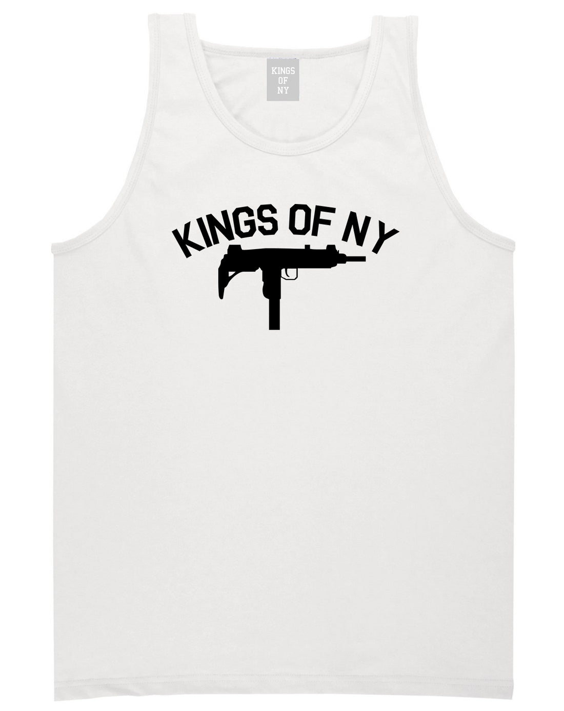 Kings Of NY UZI GUN Logo Mens Tank Top Shirt White by Kings Of NY