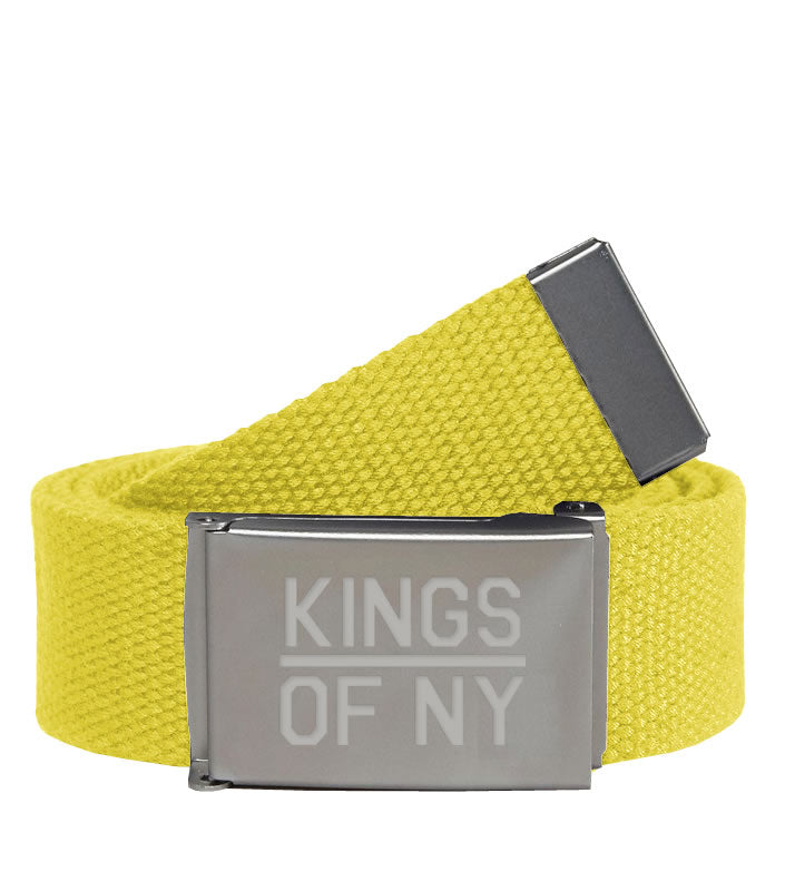 Kings Of NY Yellow Canvas Military Web Mens Belt
