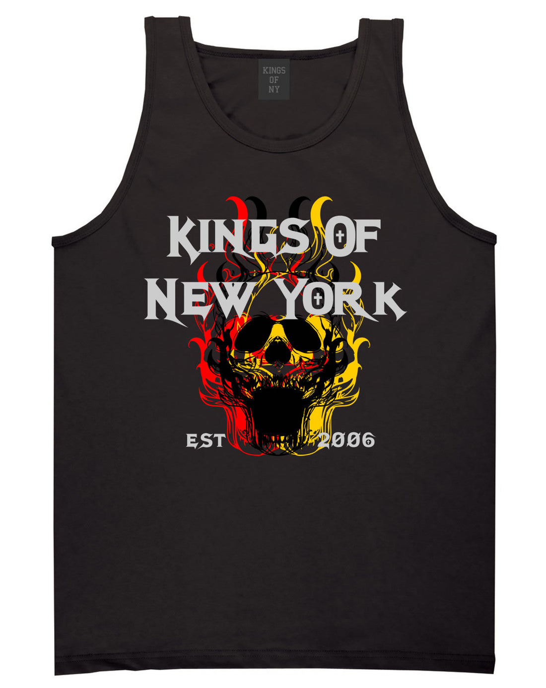 Kings Of New York Burning Skulls Mens Tank Top Shirt Black By Kings Of NY