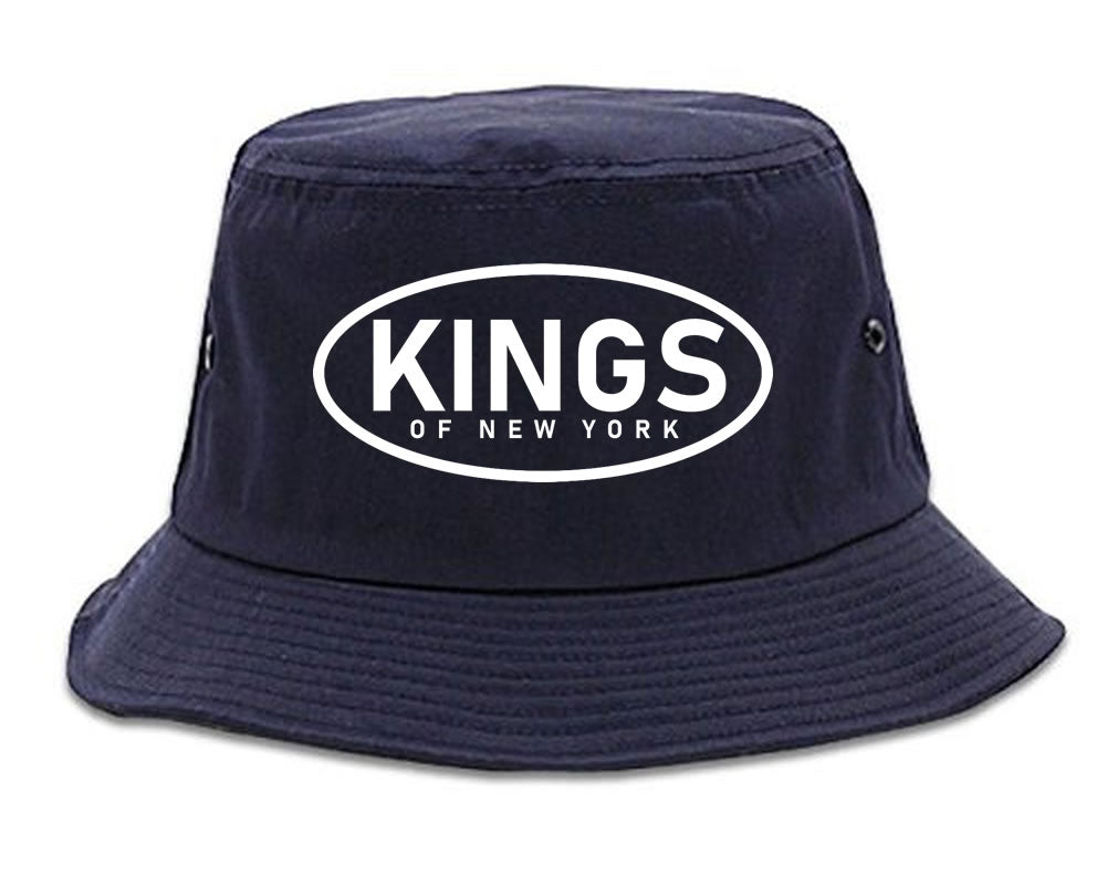 Kings Of New York Work Logo Mens Bucket Hat Navy Blue