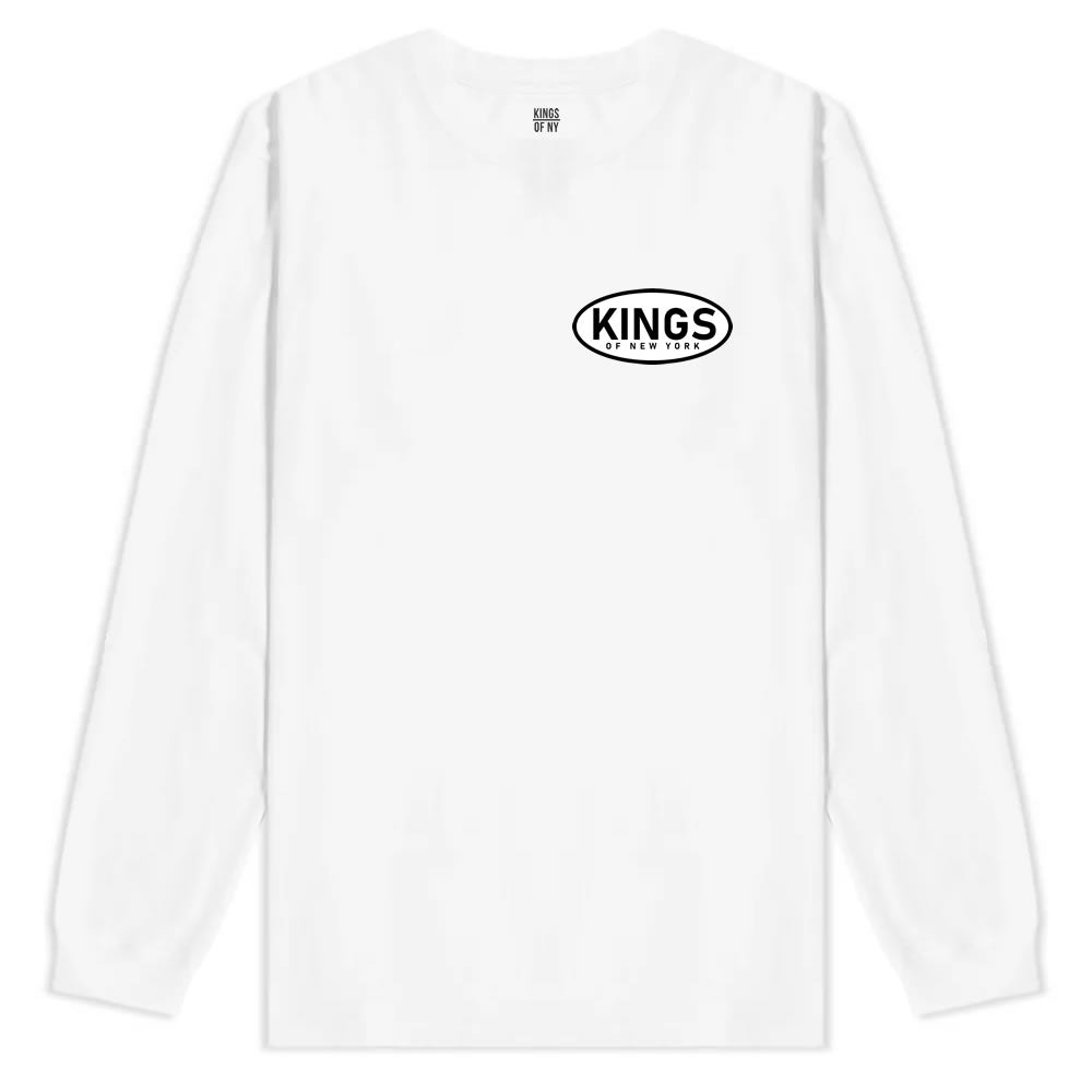 Kings Of New York Work Logo Mens Long Sleeve T-Shirt White
