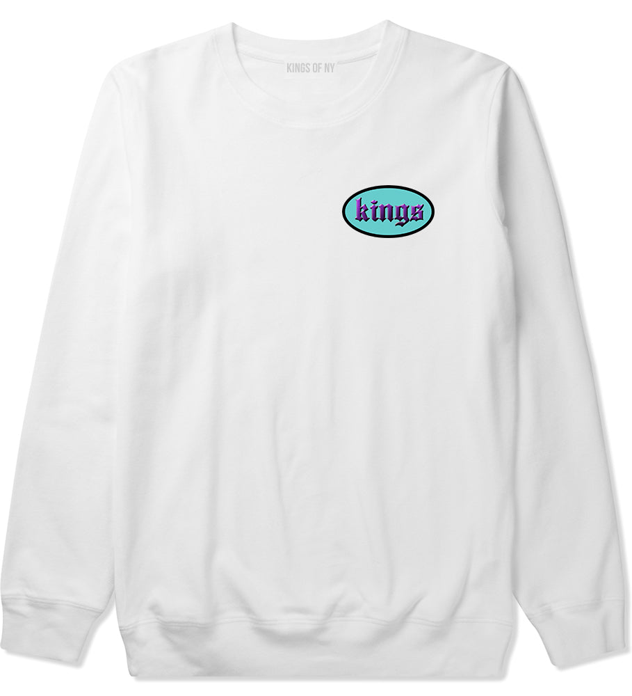 Kings Oval 3D Logo Chest Mens Crewneck Sweatshirt White