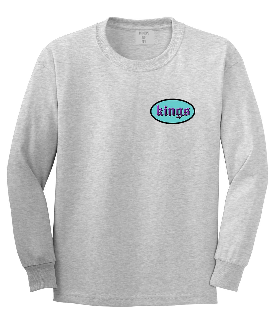 Kings Oval 3D Logo Chest Mens Long Sleeve T-Shirt Grey