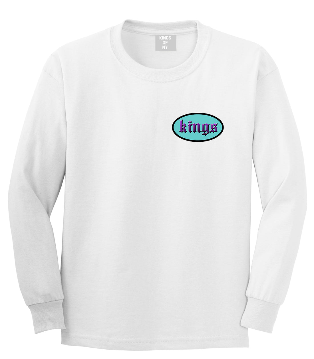 Kings Oval 3D Logo Chest Mens Long Sleeve T-Shirt White