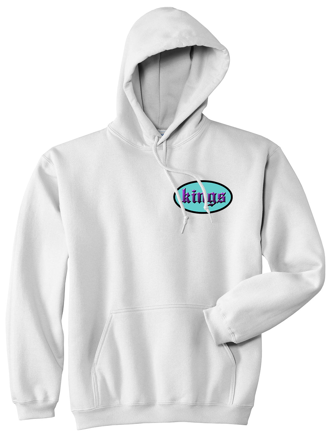 Kings Oval 3D Logo Chest Mens Pullover Hoodie White