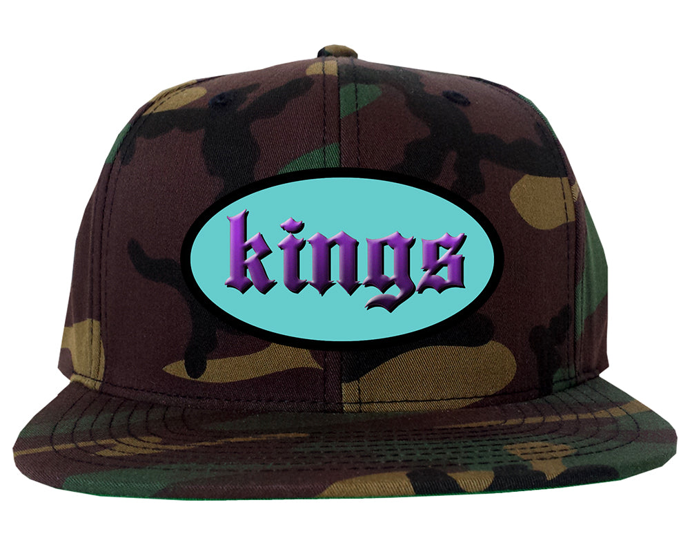 Kings Oval 3D Logo Chest Mens Snapback Hat Army Camo