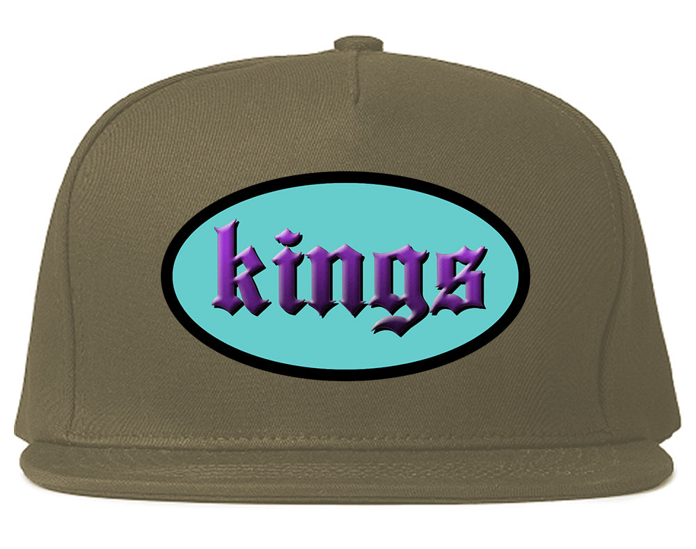 Kings Oval 3D Logo Chest Mens Snapback Hat Grey