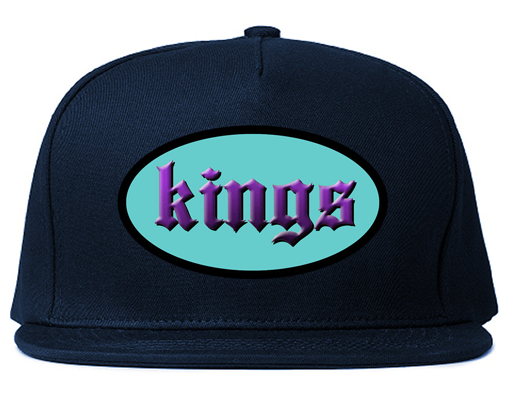 Kings Oval 3D Logo Chest Mens Snapback Hat Navy Blue