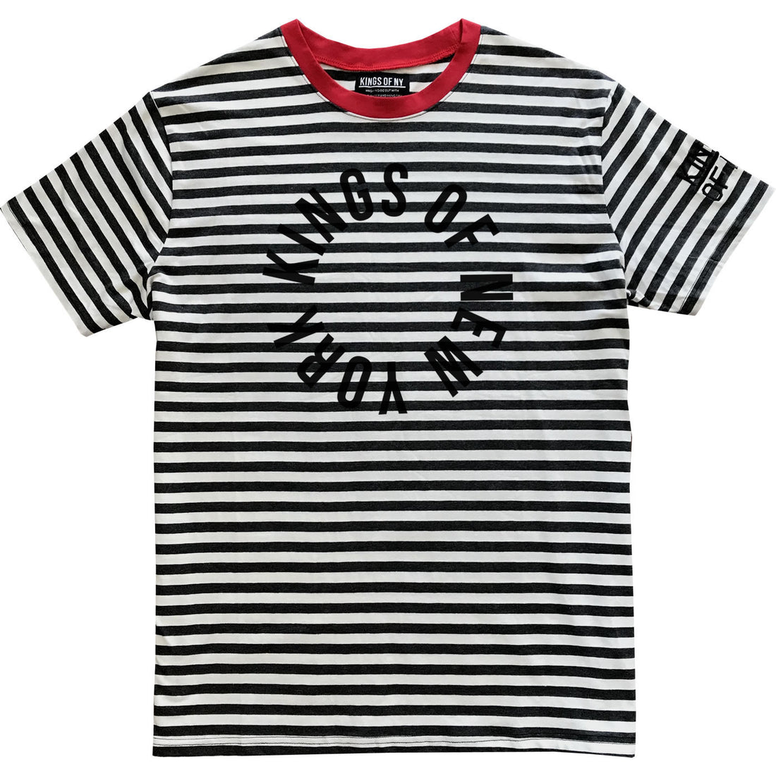 Kings Of NY Circle Logo Grey Striped T-Shirt