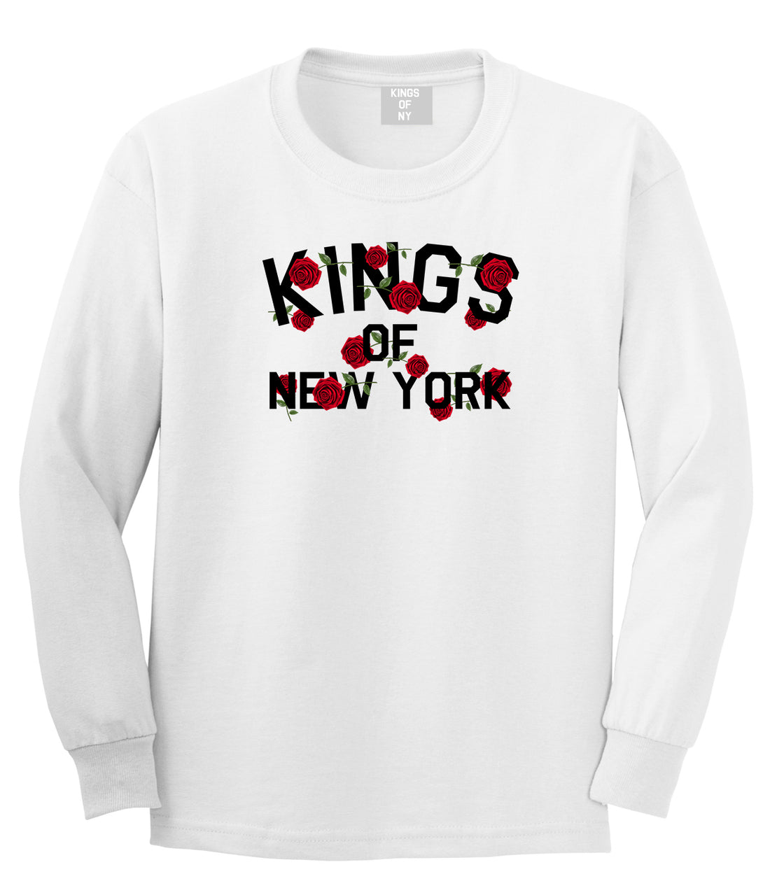Kings Of New York Rose Garland Long Sleeve T-Shirt in White