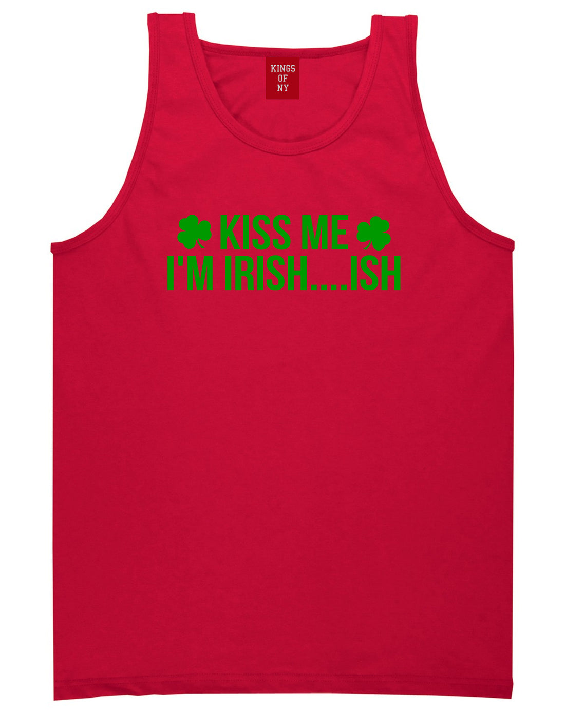 Kiss Me Im Irish Ish Funny St Patricks Day Mens Tank Top T-Shirt Red