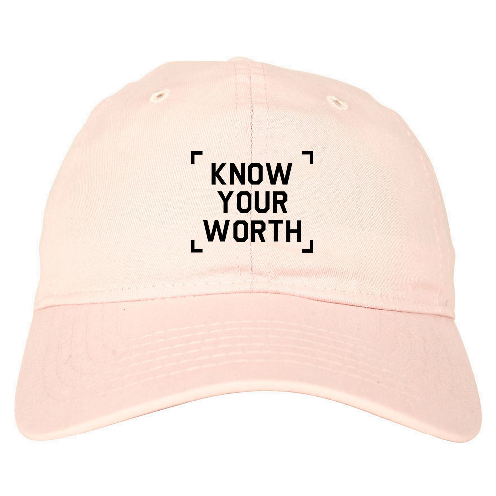 Know Your Worth Mens Dad Hat Baseball Cap Pink