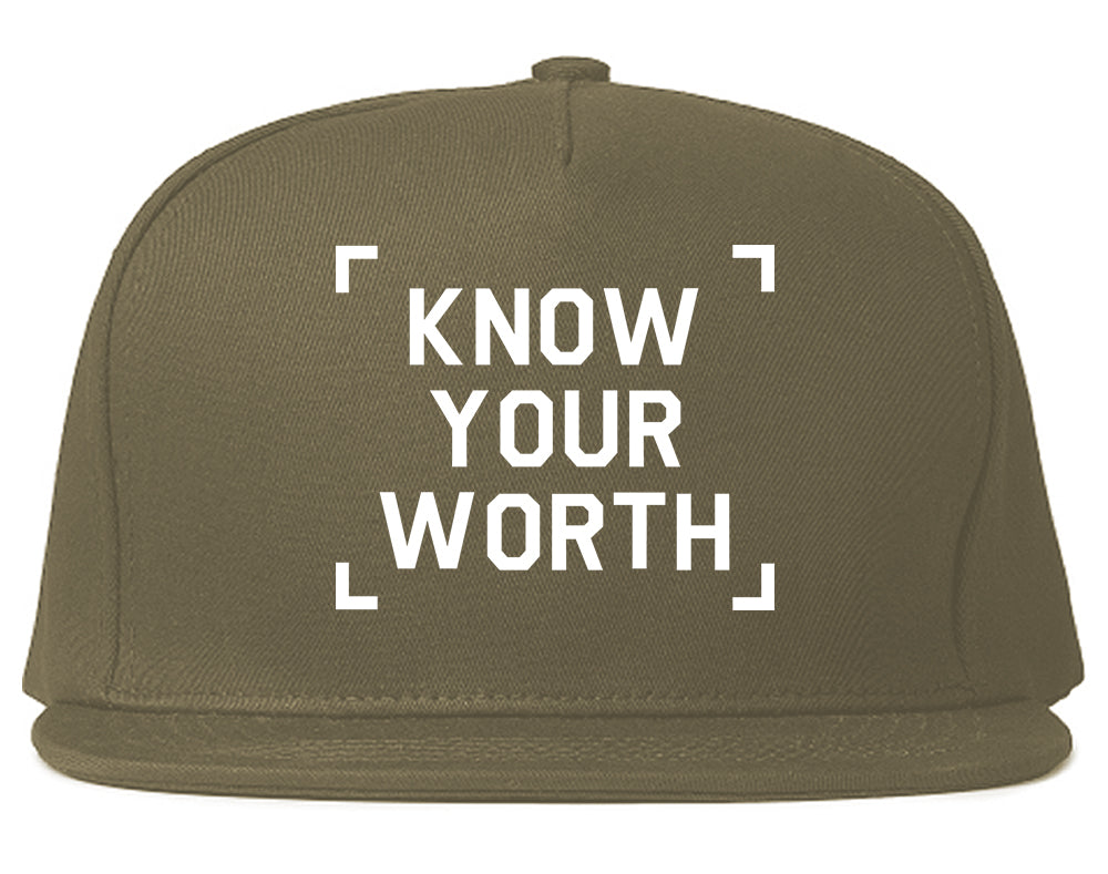 Know Your Worth Mens Snapback Hat Grey