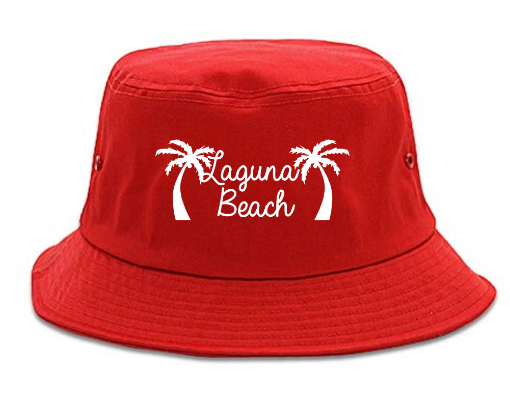 Laguna Beach California Mens Bucket Hat Red