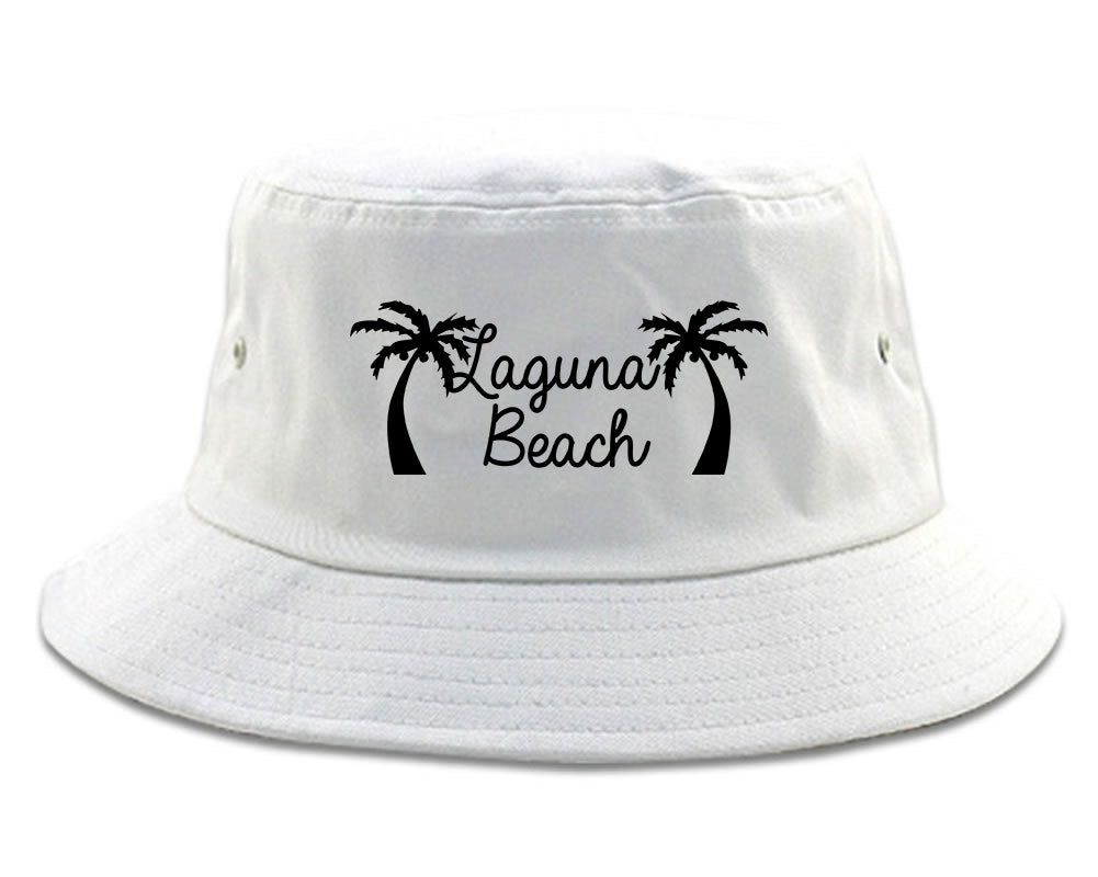 Laguna Beach California Mens Bucket Hat White