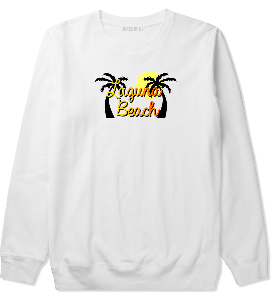 Laguna Beach California Mens Crewneck Sweatshirt White by Kings Of NY