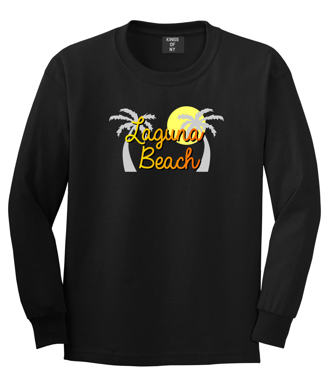 Laguna Beach California Mens Long Sleeve T-Shirt Black by Kings Of NY