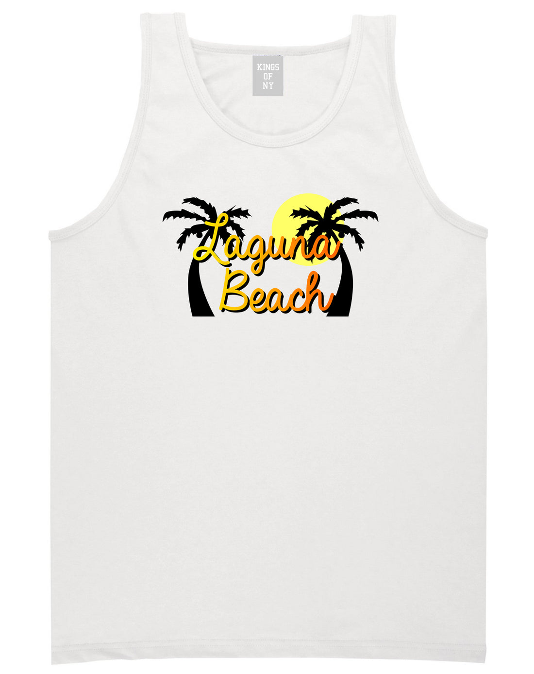 Laguna Beach California Mens Tank Top Shirt White by Kings Of NY