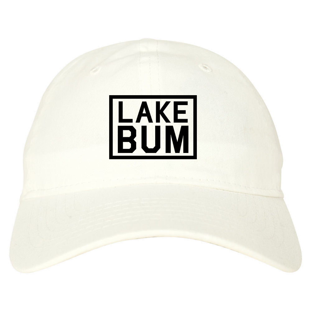 Lake Bum Box Mens Dad Hat Baseball Cap White
