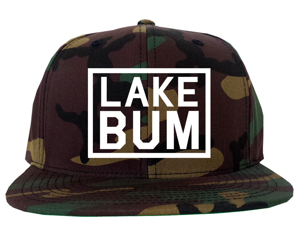 Lake Bum Box Mens Snapback Hat Green Camo