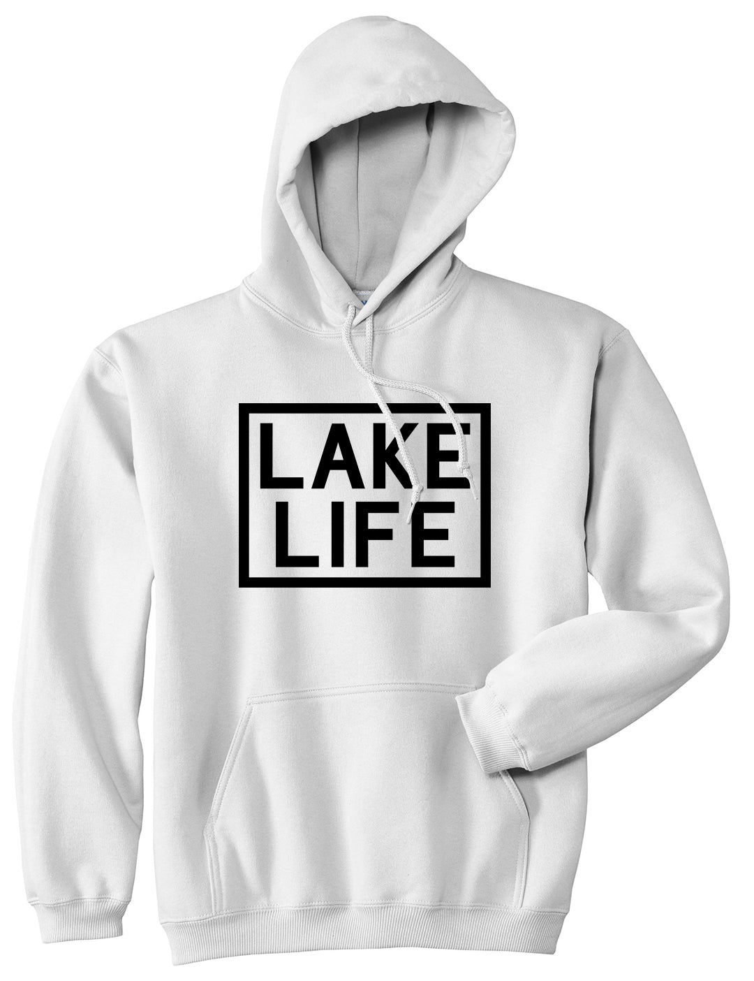 Lake Life Box Mens Pullover Hoodie White