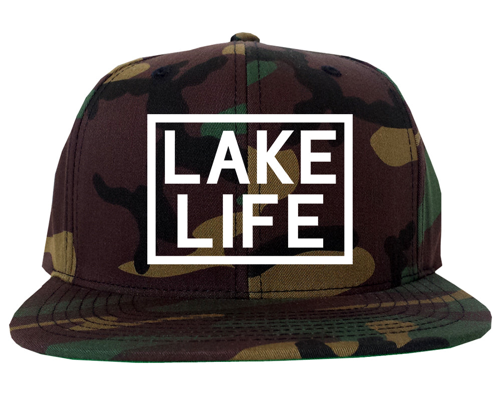 Lake Life Box Mens Snapback Hat Green Camo