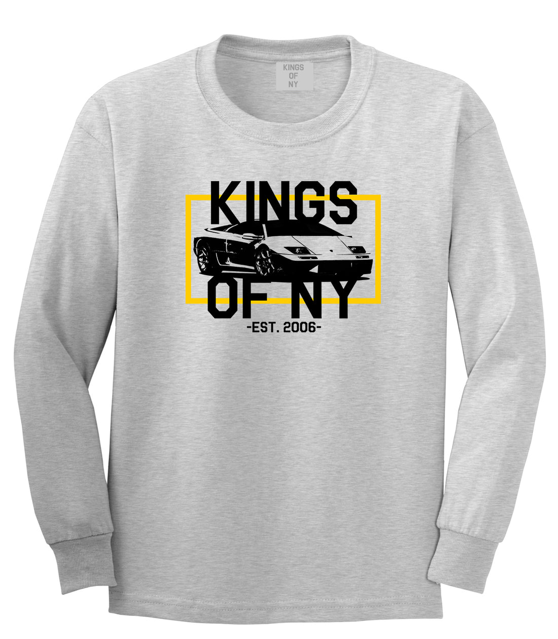 Lambo Fastlane Est 2006 Mens Long Sleeve T-Shirt Grey by Kings Of NY