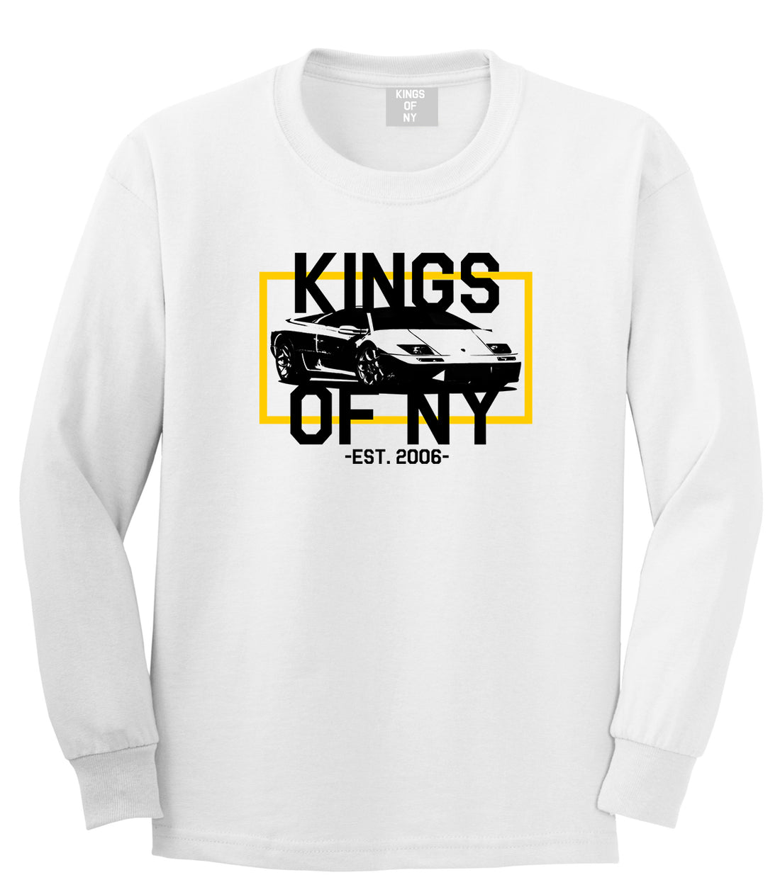 Lambo Fastlane Est 2006 Mens Long Sleeve T-Shirt White by Kings Of NY