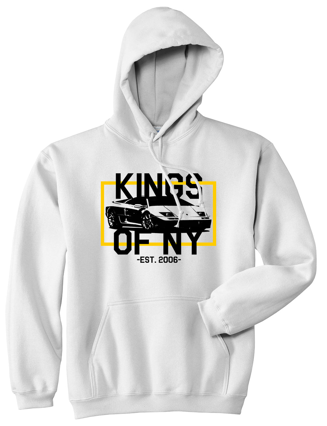 Lambo Fastlane Est 2006 Mens Pullover Hoodie White by Kings Of NY
