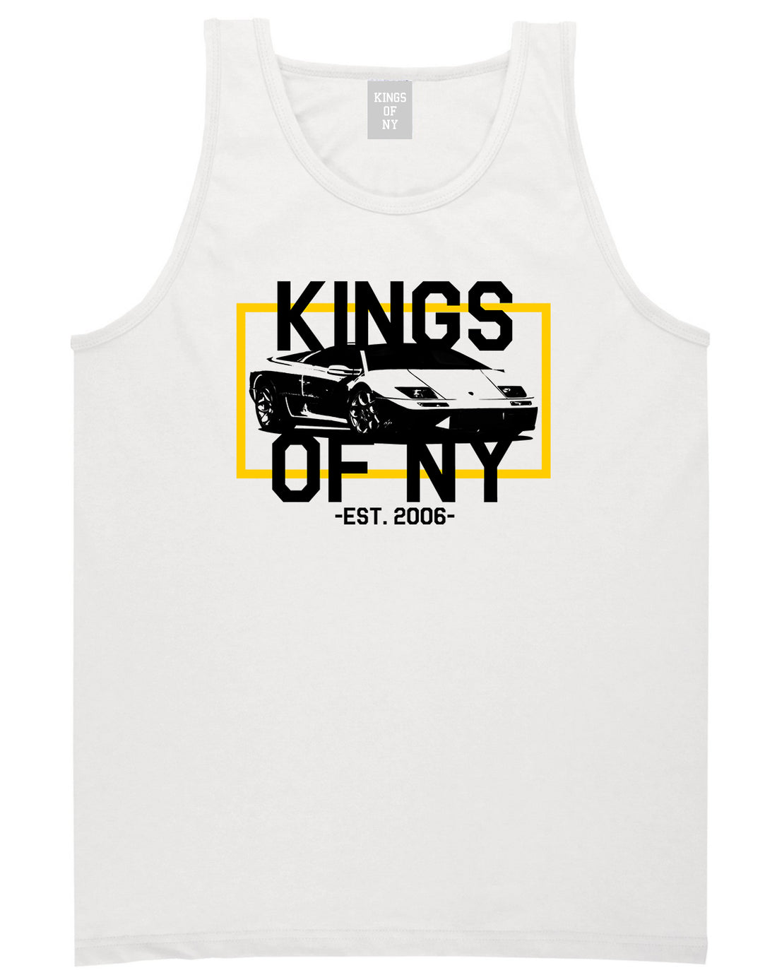 Lambo Fastlane Est 2006 Mens Tank Top Shirt White by Kings Of NY