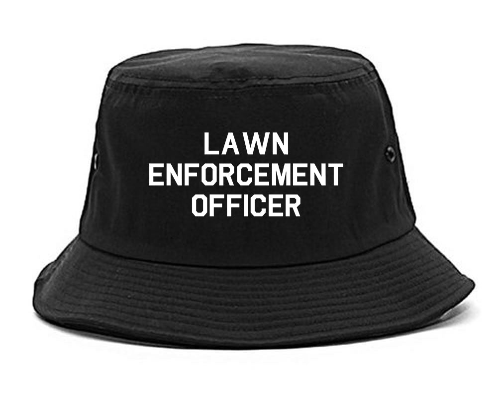 Lawn Enforcement Officer Funny Dad Grandpa Gift Mens Bucket Hat Black