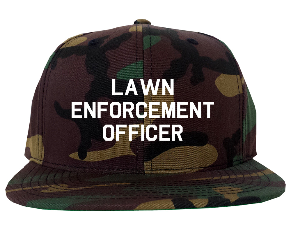 Lawn Enforcement Officer Funny Dad Grandpa Gift Mens Snapback Hat Army Camo