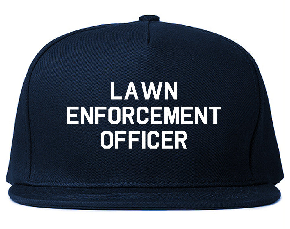 Lawn Enforcement Officer Funny Dad Grandpa Gift Mens Snapback Hat Navy Blue