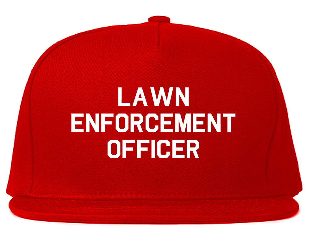 Lawn Enforcement Officer Funny Dad Grandpa Gift Mens Snapback Hat Red