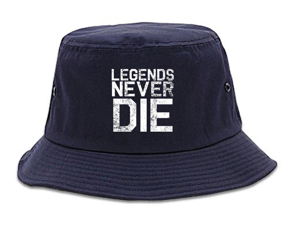 Legends Never Die Vintage Mens Bucket Hat Navy Blue