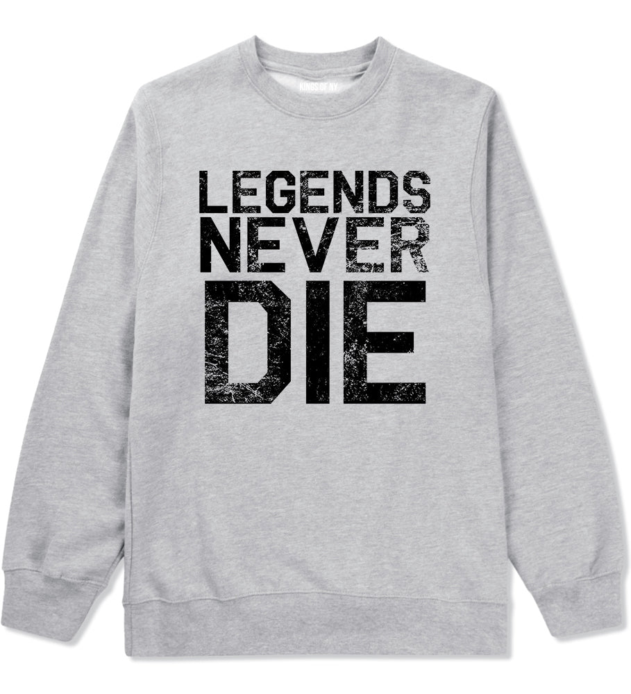 Legends Never Die Vintage Mens Crewneck Sweatshirt Grey