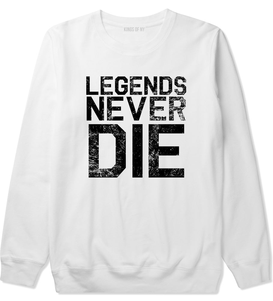 Legends Never Die Vintage Mens Crewneck Sweatshirt White
