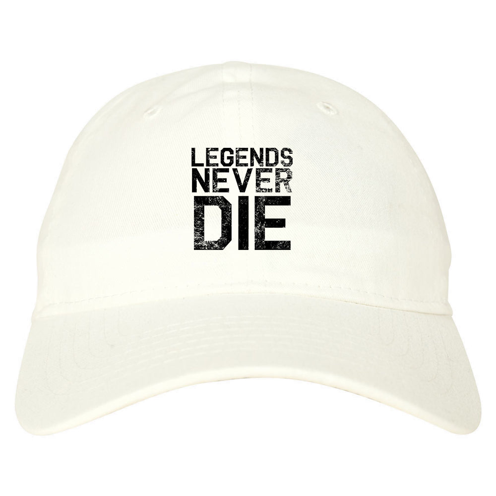 Legends Never Die Vintage Mens Dad Hat White