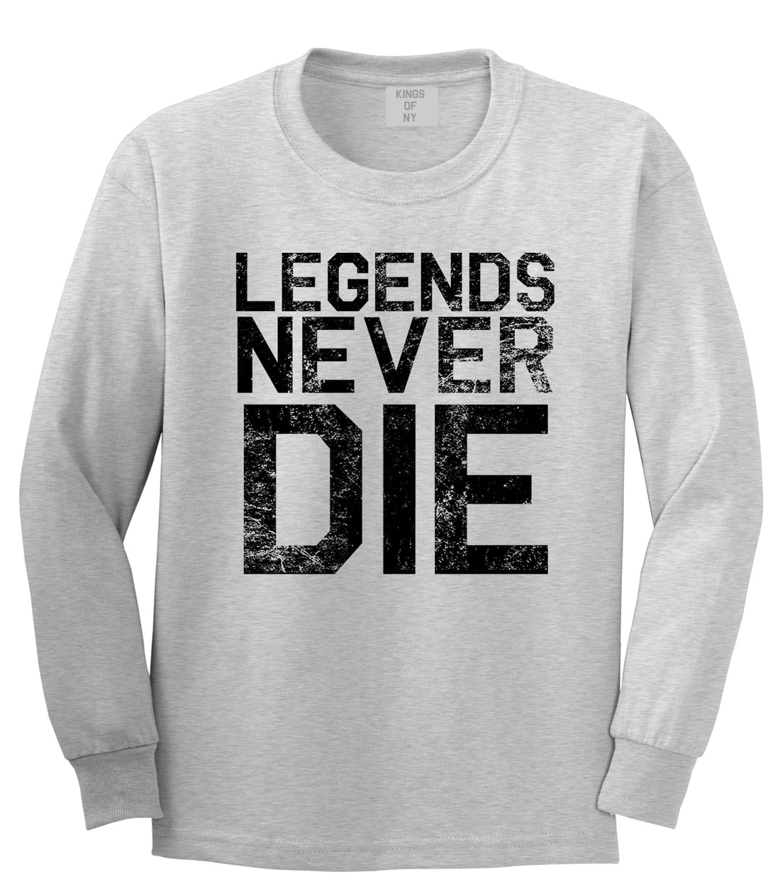 Legends Never Die Vintage Mens Long Sleeve T-Shirt Grey