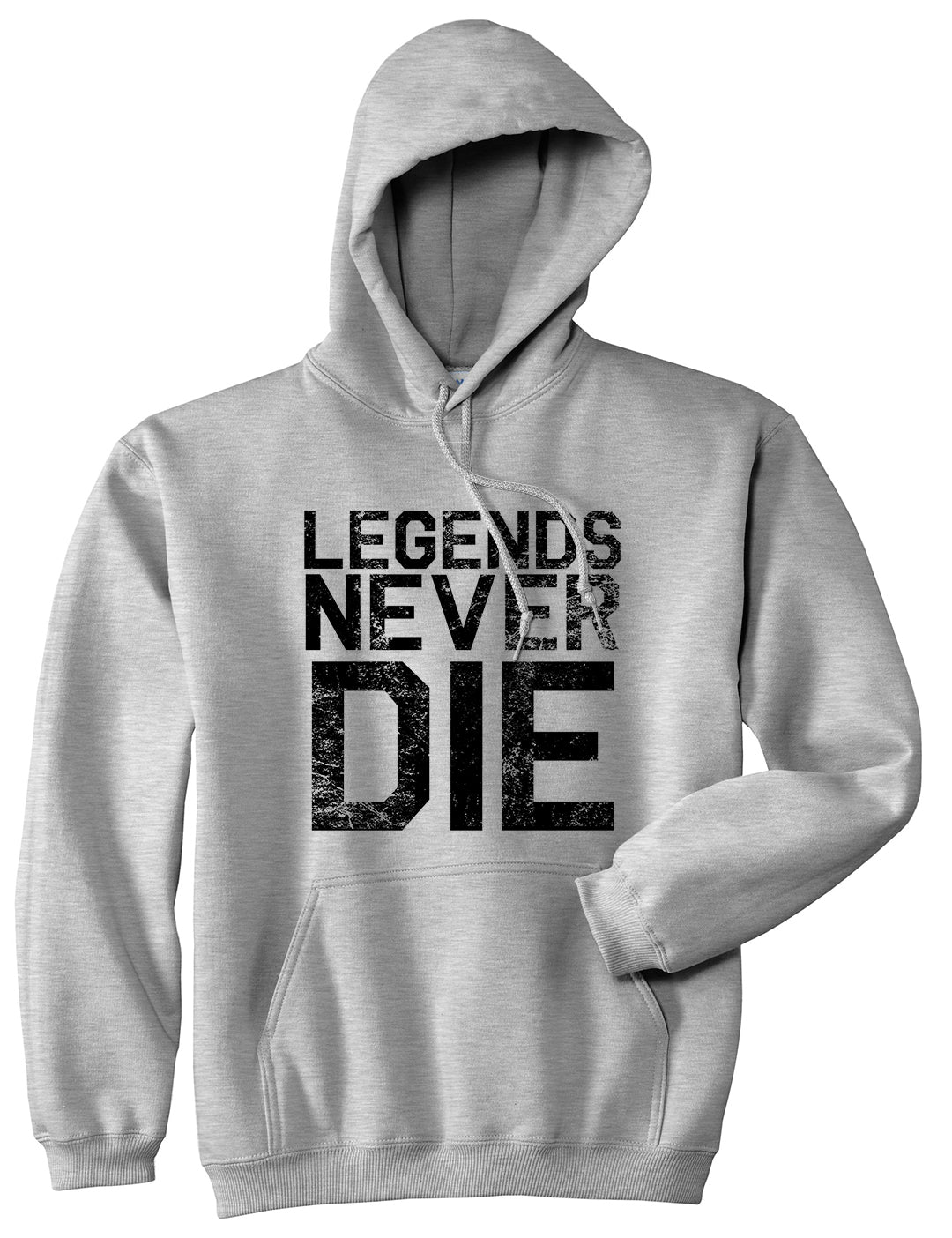 Legends Never Die Vintage Mens Pullover Hoodie Grey