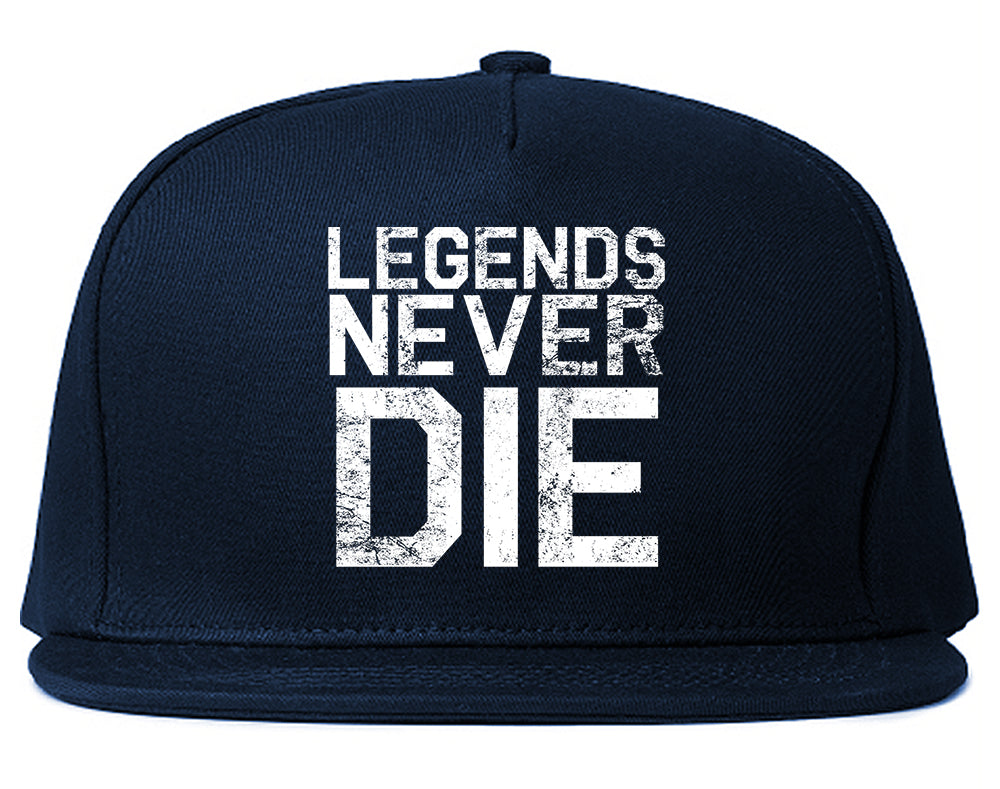 Legends Never Die Vintage Mens Snapback Hat Navy Blue