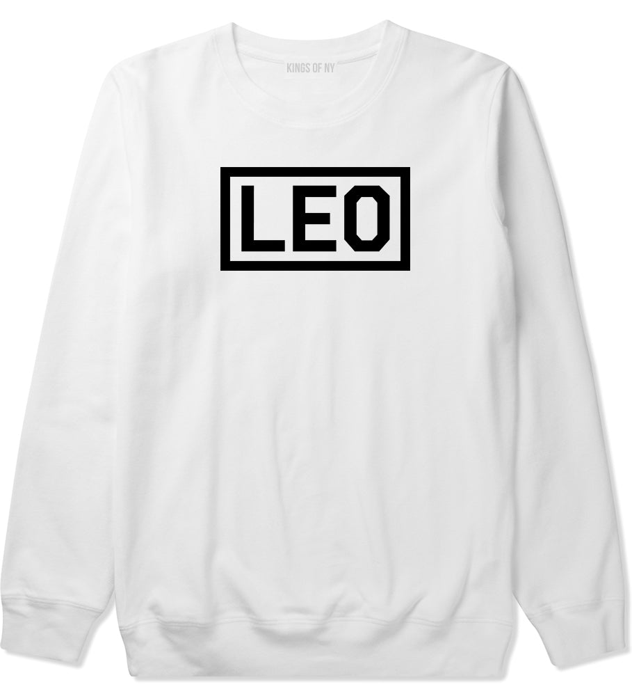 Leo Horoscope Sign Mens White Crewneck Sweatshirt by KINGS OF NY
