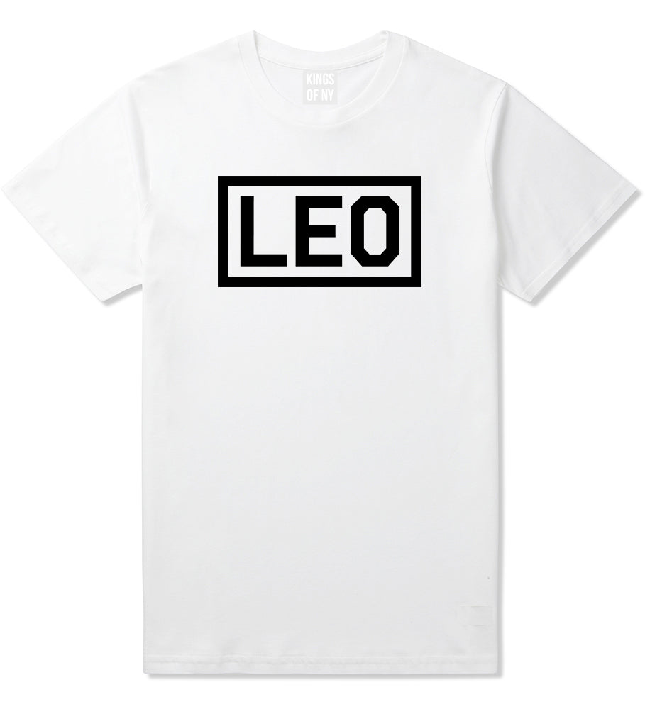 Leo Horoscope Sign Mens White T-Shirt by KINGS OF NY