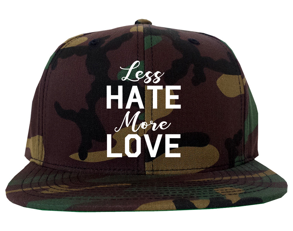 Less Hate More Love Mens Snapback Hat Camo